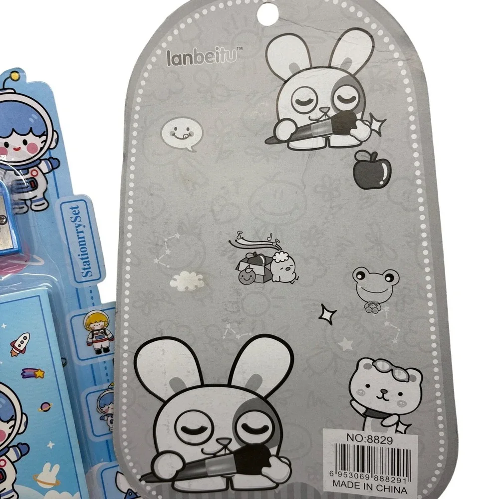 2pk Kids Stationery Sets Space Astronaut & Bunny Rabbit Kawaii School Supplies